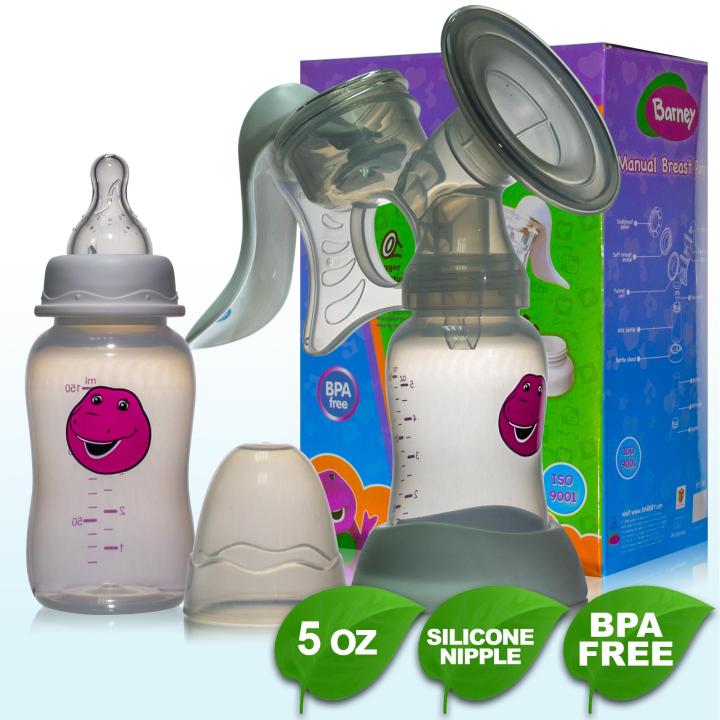 Barney Manual Breast Pump With Feeding Bottle Pigeon Compatible