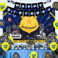 JOYMEMO Police Birthday Decoration Children's Party, Police Theme Balloon, Happy Birthday Banner, Happy Birthday Police Background Cake, Police Theme Birthday Party Top. 