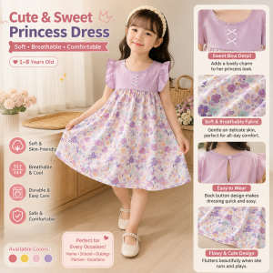 AILEBE Kids Dresses For Girls Dress Soft Breathable Cute Sweet Princess Style Summer Spring OOTD Pambahay Pang Gala