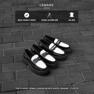 Giày nam Chunky PENNY LOAFER White LEMANS.2 02 Phiên Bản - Đế cao su thơm 5cm  Da bò BH 24 tháng