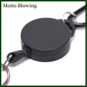 Moito Móc chìa khóa có thể thu gọn màu đen dây thép cuộn dây móc chìa khóa Vòng Giữ huy hiệu