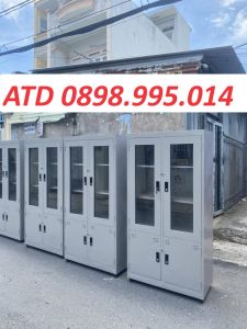Tủ hồ sơ kính sắt 2 cánh đựng tài liệu cho văn phòng màu xám ghi đẹp sang trọng giá xưởng giao nhanh HCMBD ĐN