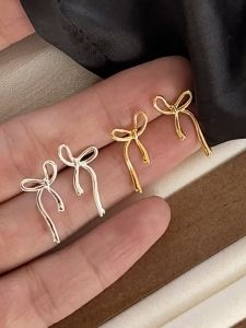 Viviann Original New Bow Series Light Luxury Ribbon Earrings S925 Silver Needle Sweet Gentle Exquisite Symmetric Stud Earrings Wedding and Dinner Accessories Jewelry