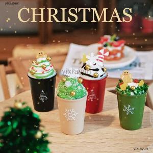 [COD] yixiayun 1 12 Dollhouse Christmas Latte Coffee Drink Cup Model Christmas Dollhouse Miniature Coffee Shop Decor Ornament Micro Photo Props