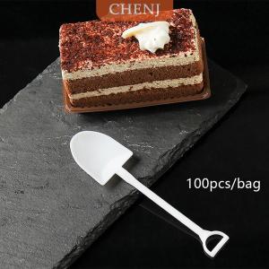 [COD] CHENJ ช้อนตักไอศครีมขนาดเล็กที่ใช้แล้วทิ้ง100ชิ้นช้อนขนมหวานพลาสติกเกรดอาหารร้านเค้กอุปกรณ์บนโต๊ะอาหารอุปกรณ์บนโต๊ะอาหาร