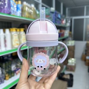 Bình tập uống nước cho bé có tay cầm dây đeo van chống sặc