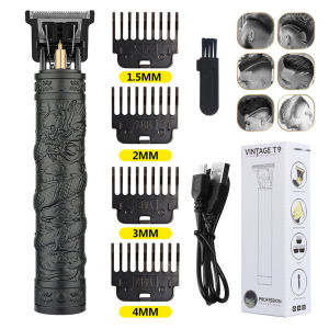 Vintage T9 ไฟฟ้าตัดผมเครื่อง Clipper ผม Professional Men เครื่องโกนหนวดชาร์จตัดผม Trimmer สําหรับชาย Dragon Buddha ปัตตาเลี่ยนตัดผมมัลติฟังก์ชั่