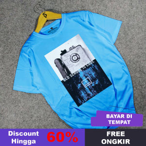 TShirt Cowok Several Old School Baju Kaos Pria Dewasa Distro Terbaru 2023 Keren Combed 30s Sky Blue