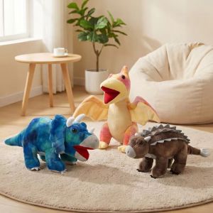OOG Dilophosaurus Jurassic Dinosaur Plush Toys Velociraptor Ankylosaurus Dinosaur Theme Plush Toys Novelty Appease Triceratops Plush Dolls Kids Birthday Christmas