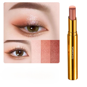 Gold Diamond Three-Color Gradient Eyeshadow Stick Natural Stereo Pearlescent Glitter Lazy Eyeshadow Waterproof Sweatproof 三色渐变眼影棒