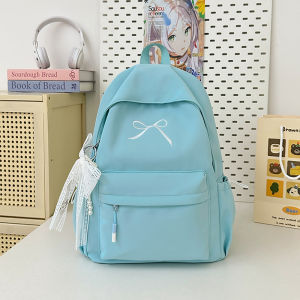 College student backpack junior high school student computer bag Korean version simple girls bow backpack large capacity backpack for women