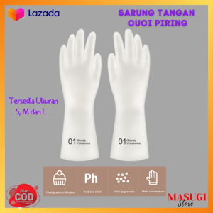 Sarung Tangan Cuci Piring Karet Silikon Anti ACID Alkali Anti Slip Rumah Tangga Dapur Kamar Mandi Tahan Lama