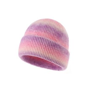 LUMIYA Thickened Knitted Beanie Hat Cold Proof Gradient Color Warm Winter Cap Trendy Windproof Pullover Hat Autumn Winter