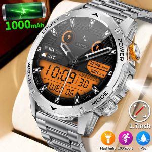 LIGE Smart Watch Man 1000mAh Long Standby Outdoor Smartwatch Men LED Flashlight Waterproof Heart Rate Sport BT Call Smartwatches