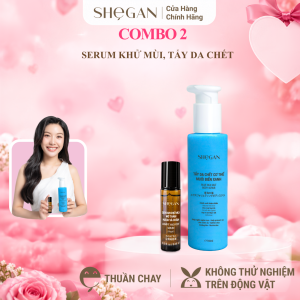 Combo SHEGAN: Serum Khử Mùi và Tẩy Tế Bào Chết Muối Biển Xanh - Dành Cho Mẹ Bầu & Mẹ Bỉm - Travel Size