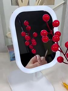 Sacesr Led Light Makeup Mirror Aesthetics Smart Dressing Table Mirror Portable Mirrors with Light Bedroom Student Dormitory Desk Decor H8M4T