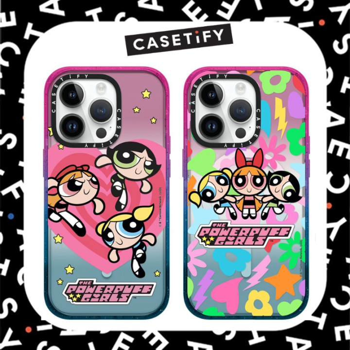 iPhoneアクセサリー Powerpuff Girls iPhone17promax CASETiFY Casetify x Powerpuff Girls Bubble Flower Pattern with Magsafe for