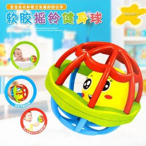 Mainan Bayi/Bola Putar Rattle Teether Bahan Plastik Lembut Dengan Suara Kerincingan