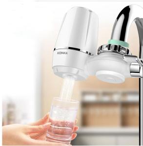 KONKA Mini Tap Water Purifier Kitchen Faucet with Washable Rust Bacteria Removal Ceramic Percolator Water Filter Universal Electric Bottle Water Dispenser USB Rechargeable Pump