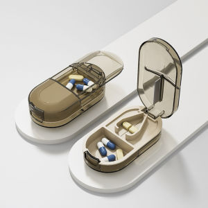 Integrates Pill Cutter And Storage Box  Dust-Proof Design Two-In-One Travel Medicine Box