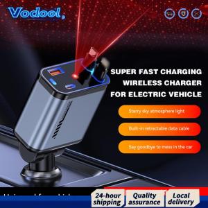 4-in-1 Car Charger with Starlight Fast Charging Car Charger Type-C Power Adapter for Women Men Travel Essentials