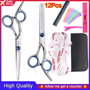 💥🎁Free Gift🎁💥【12PCS】2021 NewProfessional Hair Cutting Scissors Set Barber Shears Hair Thinning Kit Salon Home Hairdressing Tool (Standard)