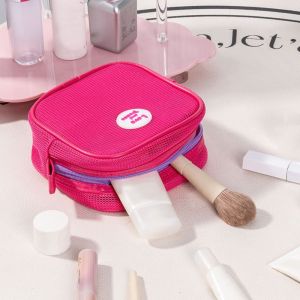 STARGOODS Square Mesh Makeup Bag Zipper Visable Toiletry Storage Bag Cute Earphone Bag Transparent Cosmetic Bag Travel