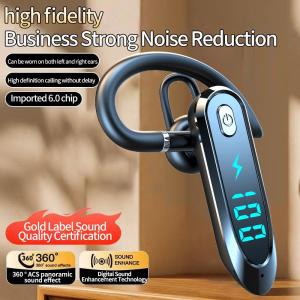 หูฟังบลูทูธ 6.0 หูฟังแบบเกี่ยวหูหูฟังแบบหมุนได้ 270 องศาจอแสดงผลแบบ LED ลดเสียงรบกวนแบบสเตอริโอไฮไฟหูฟังกันน้ำ