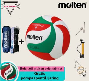 Paket Komplit Bola Voli Volly Molten gratis net 4500 5000 Bola Volli Molthen Asli Empuk Murah Import