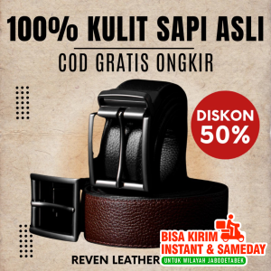 Reven Leather Jakarta - Torino Belt Ikat Pinggang Pria Kulit Sapi Men Belt Sabuk Pria Gesper Pria (Free Kotak+ Kartu Garansi) TALI PINGGANG MODEL REL OTOMATIS BIG SIZE
