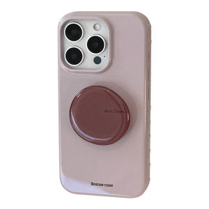 Wine Red Round Bracket Purple Soft Case for iPhone 12 13 14 15 16 17 Pro Max Casing Anti-Fall Cover for iPhone 13 Case