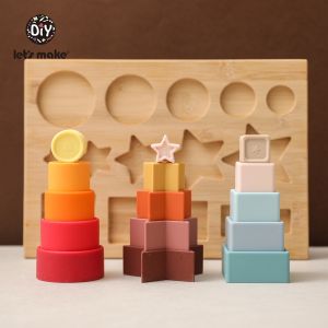 Lets Make Baby Building Blocks Toys Food Grade Silicone Toddler Shape Matching Montessori Games