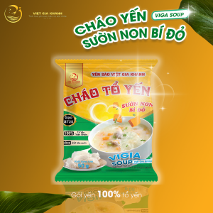 Cháo Yến Sườn Non Bí Đỏ Thịt Bằm Đậu Xanh Cao Cấp Việt Gia Khánh VIGIASOUP Thùng 30 Gói 50g Bổ Dưỡng Hỗ Trợ Sức Khỏe Trẻ Nhỏ