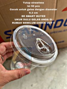 TUTUP GELAS PLASTIK STRAWLESS STARINDO ISI 50 PCS DIAMETER BESAR