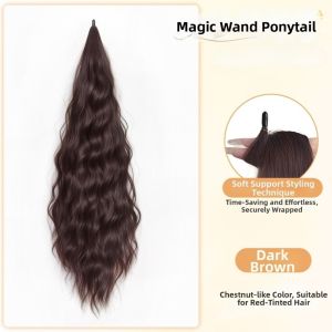 BEAUTYLADIES Elegant Water Wave Ponytail Wig Synthetic Flexible Long Curly Layered Ponytail Vintage Fluffy Self-Winding Pony Tail Hair Piece For Women