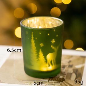 (SG seller) christmas candle holder handpainted glass jar cup great idea for gift