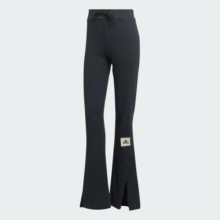 adidas Lifestyle Lounge Ribbed Flared-Leg Pants Women Black IJ8454