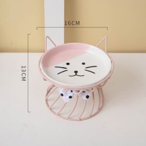 Ceramic Pet Bowl Raised Cat Feeder Elevated Food Dish Stable Stand Easy Clean Home Use