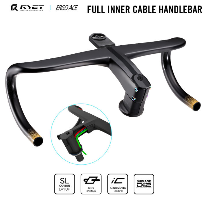 RYET Handlebar Ergo Ace Full Internal Cable Routing Road Bicycle Handlebars T800 Carbon Integrated Handlebar Di2 With Bike Computer Holder Lazada PH