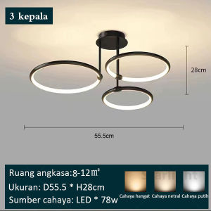 (Satu tahun jaminan)Ruang Tamu Lampu Gantung Lampu Gantung Ruang Tamu 3-Warna LED Nordic Lampu Gantung Nordic Lampu Hias Rumah Ruang Tamu Lampu Langit-langit LED Sumber Cahaya Lampu Gantung Yang Dapat Diganti