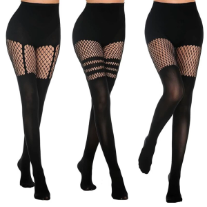Eo cao nữ rỗng Fishnet khuôn mẫu quần giả cao tới đùi Tất có Đai Kẹp Mock treo pantyhose đục