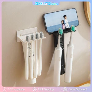 1PC Home Punch-Free Wall-Mounted Toothbrush and Mouthwash Holder Non-Perforated Dental Storage Rack Toothbrush Storage Rack For Bathroom