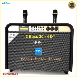Loa xách tay Bluetooth 5.0 công suất khủng chính hãng AZPROAZ-LV2X8 2 Bass 20- 4 đường tiếng liền vangTặng 2 mic vỏ kim loại sóng UHF set tần số