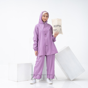 ZOTTA Jas Hujan Wanita Purple Lucu Aesthetic Stelan Celana