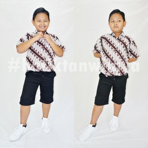 Baju Batik Anak Laki Laki Motif Parang Putih Usia 1-14 Tahun