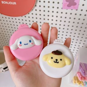 Sanrio Cartoon Round Large Folding Air Cushion Comb Mirror School Stationery Supplies With Mirror Sanrio Kuromi Cinnamoroll Melody Folding Comb Airbag Massage Hair Brush