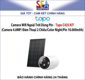 Camera Wifi Ngoài Trời Dùng Pin -  Tapo C425 KIT (Camera 4.0MP/ Đàm Thoại 2 Chiều/Color Night/Pin 10.000mAh)