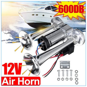 2025 Upgraded 24V 600DB Air Horn Dual Trumpets  Super Loud Truck Train Horns Kit with Air Compressor for Any 12V SUV Motorcycle Trucks Pickup Jeep Lorries Trains Cars  Boats