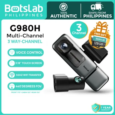 Botslab G980H Multi-Channel 3-Camera | 4K Resolution | GPS | Voice Control | IR cabin cameras | With 128gb microSD Card