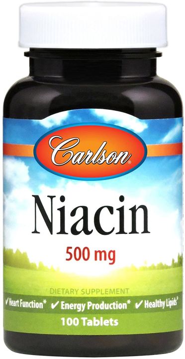 Carlson Niacin Vitamin B3, Supports Cholesterol Metabolism, Energy ...